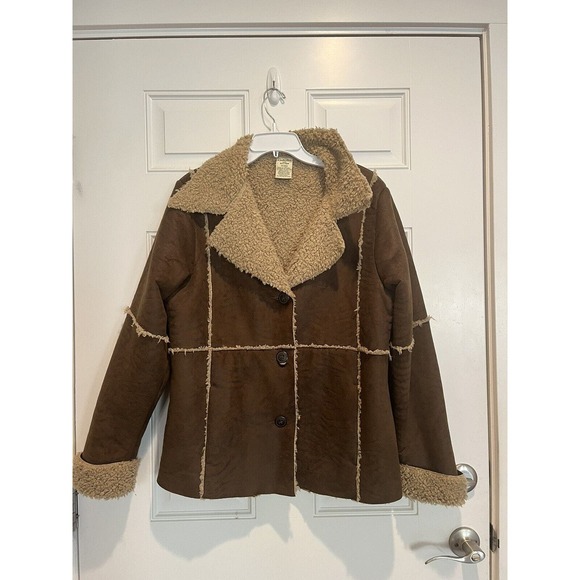 Cabela's Jackets & Coats Cabelas Womens L Brown Soft Faux Suede Fur Lined Sherpa Jacket